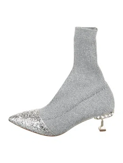 Pre-owned Miu Miu Patterned Glitter Accents Sock Boots
