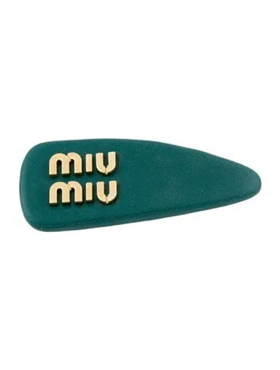 Pre-owned Miu Miu Patterned Hair Clip In Blue