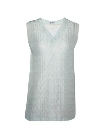 Pre-owned Miu Miu Patterned Sleeveless Top In Blue