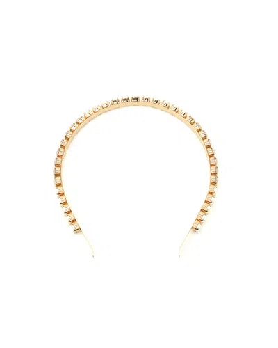 Miu Miu Pearl & Rhinestone Headband In Purple