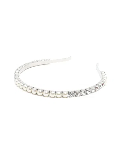 Miu Miu Pearl & Rhinestone Headband In Gold
