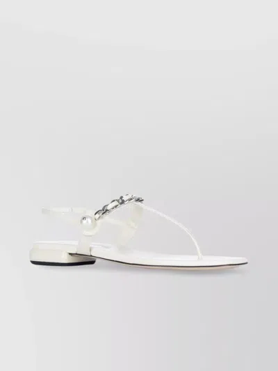 MIU MIU PEARL CHAIN FLAT SANDALS