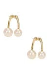 Miu Miu Pearl Earrings In Oro & Creamrose