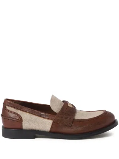 Miu Miu Women's Two-tone Leather Loafers | Size It 40 | 5d773df020aze Color F031w In Brown/natural