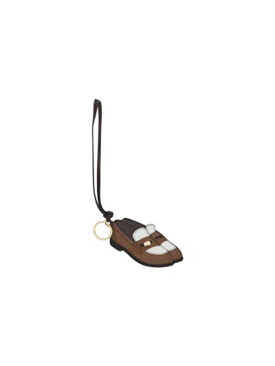 Miu Miu Women Multicolor Leather Keyring In Brown