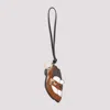 Miu Miu Penny Loafer Leather Keychain In Cognac/bianco