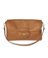 Miu Miu Leather Penny Shoulder Bag With Adjustable Strap In Brown