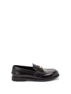 Miu Miu Perforated Coin-detail Loafers In Black