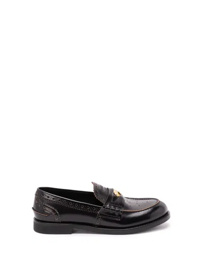 MIU MIU `PENNY` LEATHER LOAFERS