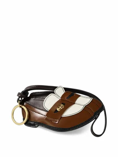 Pre-owned Miu Miu Penny Loafer Keychain In Brown