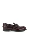 Miu Miu Logo Embossed Calf Leather Loafers In Purple