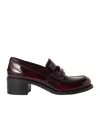 Miu Miu Leather Heeled Penny Loafers In Black