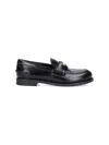 Miu Miu Black Leather Loafers In Black  
