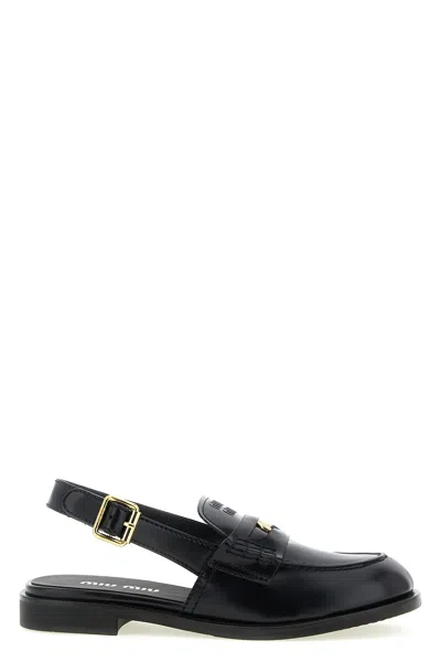 Miu Miu Open-toe Flat Sandals In Black