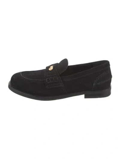 Pre-owned Miu Miu Penny Suede Loafers In Black