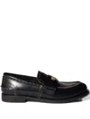 Miu Miu Perforated Coin-detail Loafers In Black