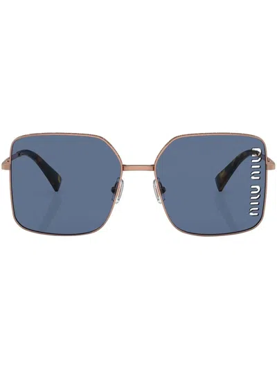Miu Miu Perforated-logo Detail Sunglasses In Rosa