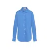 Miu Miu Logo Long-sleeved Shirt In Blue