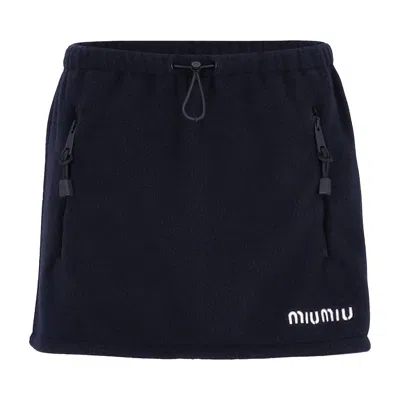 Pre-owned Miu Miu Pile Gonna Skirt 'navy' | Blue | Women's Size 38