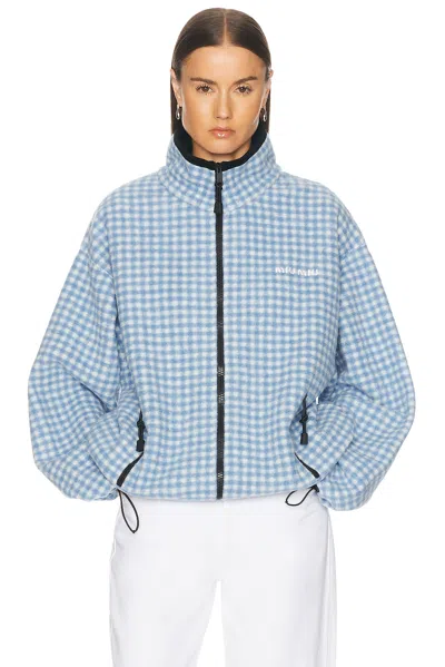 Miu Miu Pile Vichy Jacket In Bianco & Cielo