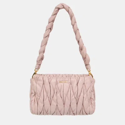 Pre-owned Miu Miu Pink Matelasse Leather Shoulder Bag
