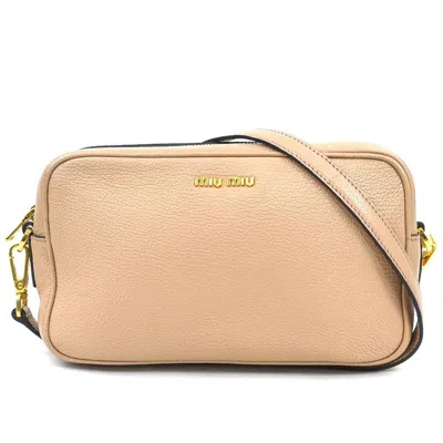 Pre-owned Miu Miu Pink Beige Leather Shoulder Bag ()