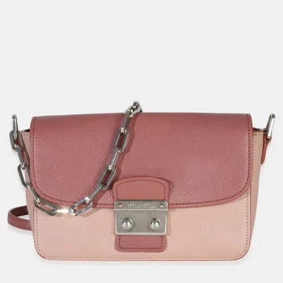 Pre-owned Miu Miu Pink Bicolore Goatskin Madras Chain Shoulder Bag