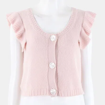 Pre-owned Miu Miu Pink Cashmere Buttoned Flutter Sleeve Vest Size S