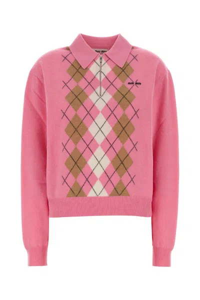 MIU MIU PINK CASHMERE POLO SHIRT