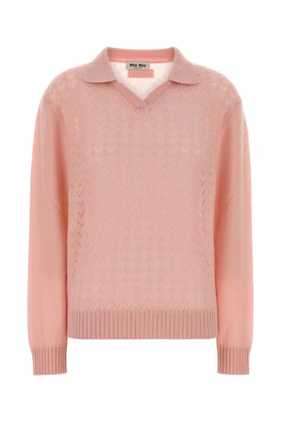 Miu Miu Pink Cashmere Polo Shirt