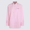 Miu Miu Logo-embroidered Striped Shirt In Pink