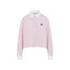 Miu Miu Logo-embroidered Frayed-hem Shirt In Pink