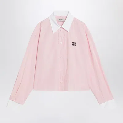 Miu Miu Pink Cotton Shirt With Logo Women
