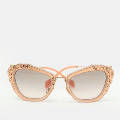 Pre-owned Miu Miu Pink Gradient Smu 04q Embellished Cat Eye Sunglasses