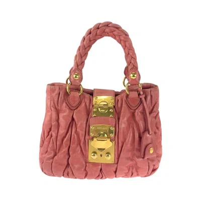 Pre-owned Miu Miu Pink Leather Handbag Tote Bag ()