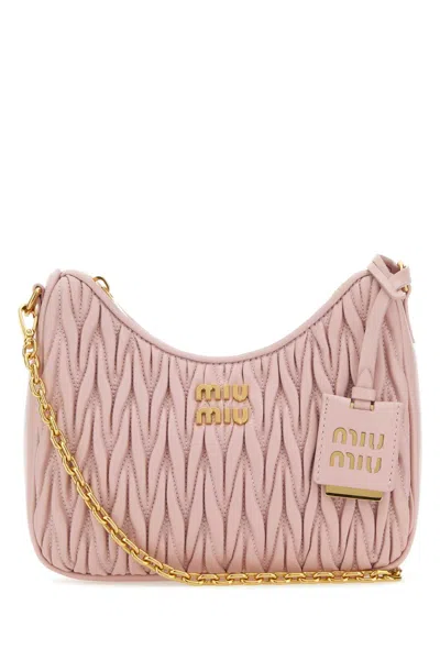 Miu Miu Pink Leather Handbag In White