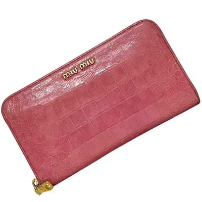 Pre-owned Miu Miu Pink Leather Long Wallet (bi-fold) ()