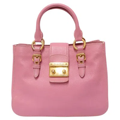 Pre-owned Miu Miu Pink Leather Mini Tote Bag With Gold Hardware, Women's, Italy