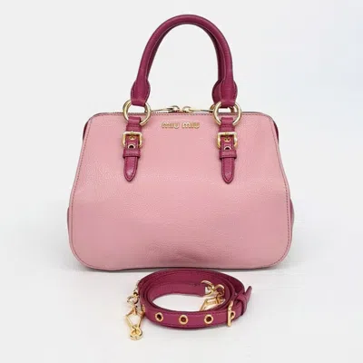 Pre-owned Miu Miu Pink Leather Tote And Shoulder Bag