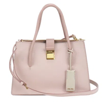 Pre-owned Miu Miu Pink Leather Tote Bag ()