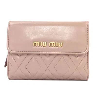 Pre-owned Miu Miu Pink Leather Wallet (bi-fold) ()
