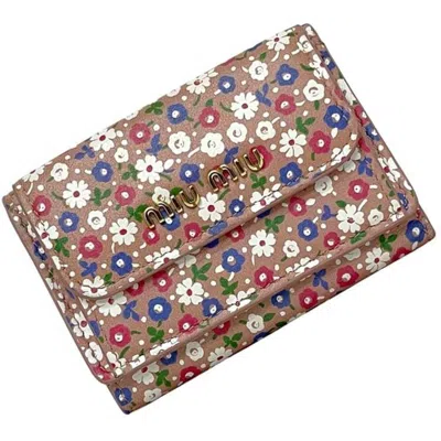 Pre-owned Miu Miu Pink Leather Wallet (tri-fold) ()