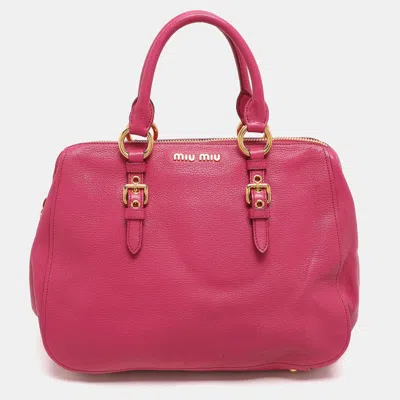 Pre-owned Miu Miu Pink Leather Zip Satchel
