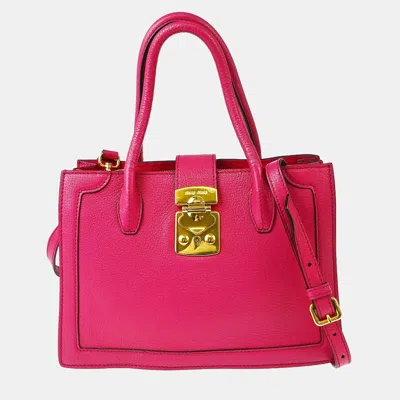 Pre-owned Miu Miu Pink Madras 2way Handbag