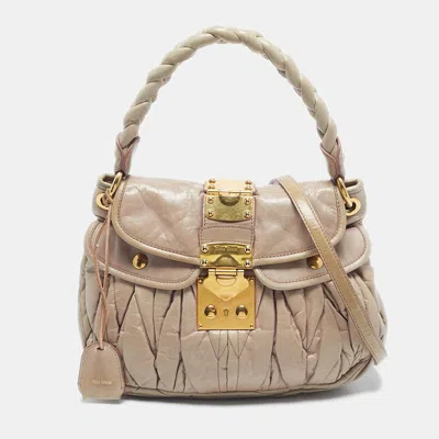 Pre-owned Miu Miu Pink Matelassé Lux Leather Small Coffer Hobo