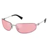 Miu Miu Pink Mirror Lilac Wrap Ladies Sunglasses Mu A50s 1bc70j 68 In Metallic