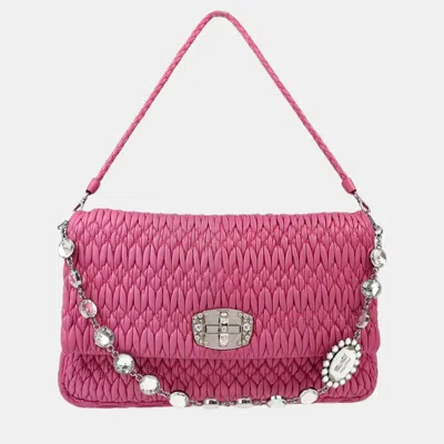 Pre-owned Miu Miu Pink Nappa Crystal Handbag