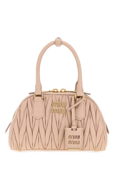 Miu Miu Pink Nappa Leather Arcadie Handbag In Neutral