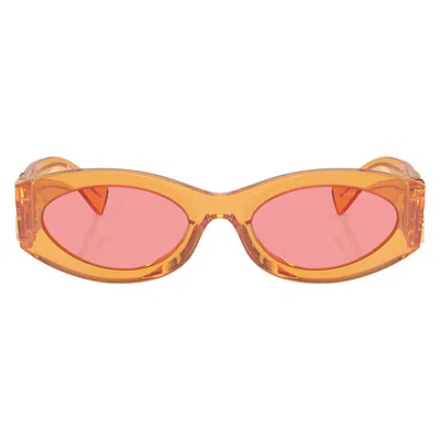 Miu Miu Pink Oval Ladies Sunglasses Mu 11ws 12t1d0 54 In Orange