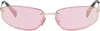 Miu Miu Pink Rimless Metal Oval Sunglasses In Pink
